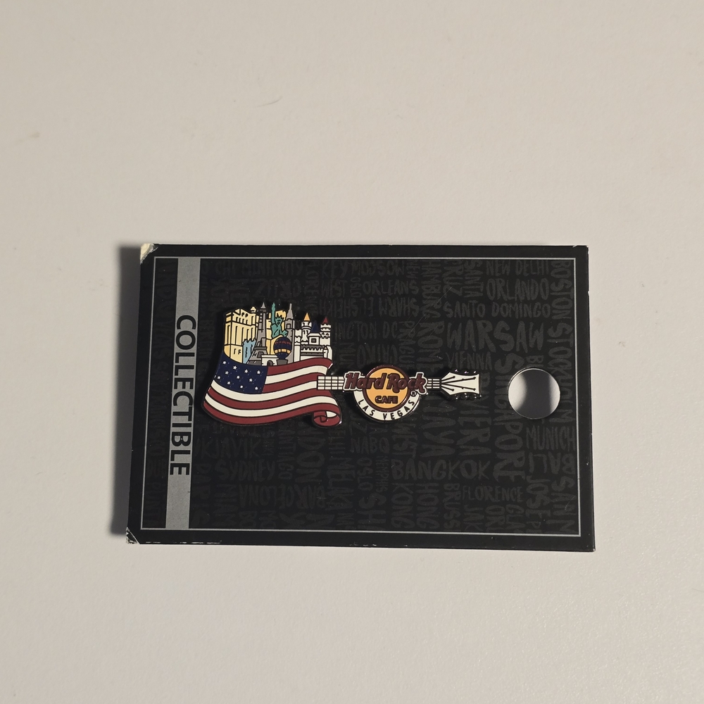 Hard Rock Cafe American Flag Guitar Pin (Las Vegas) *Rare Collectable*